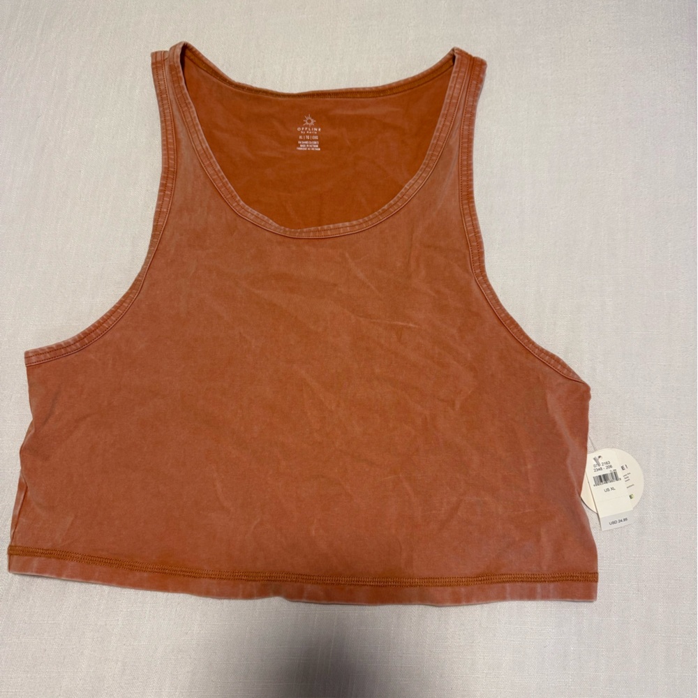 Aerie Rust Orange Cropped Tank Top